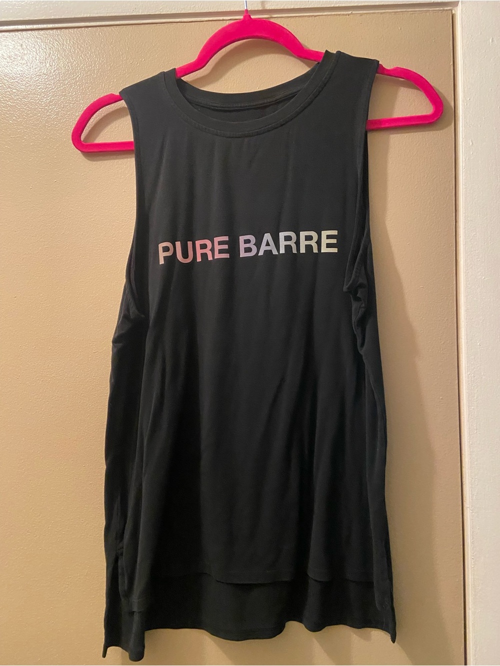 Noli PURE BARRE Black Tank Top with Gradient Logo! Medium! EUC!